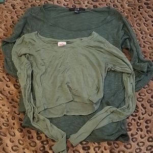 2 green long sleeves